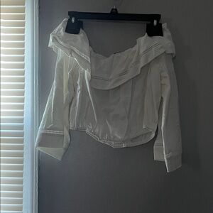 STYLEWE White Off-Shoulder Ruffle Crop Top